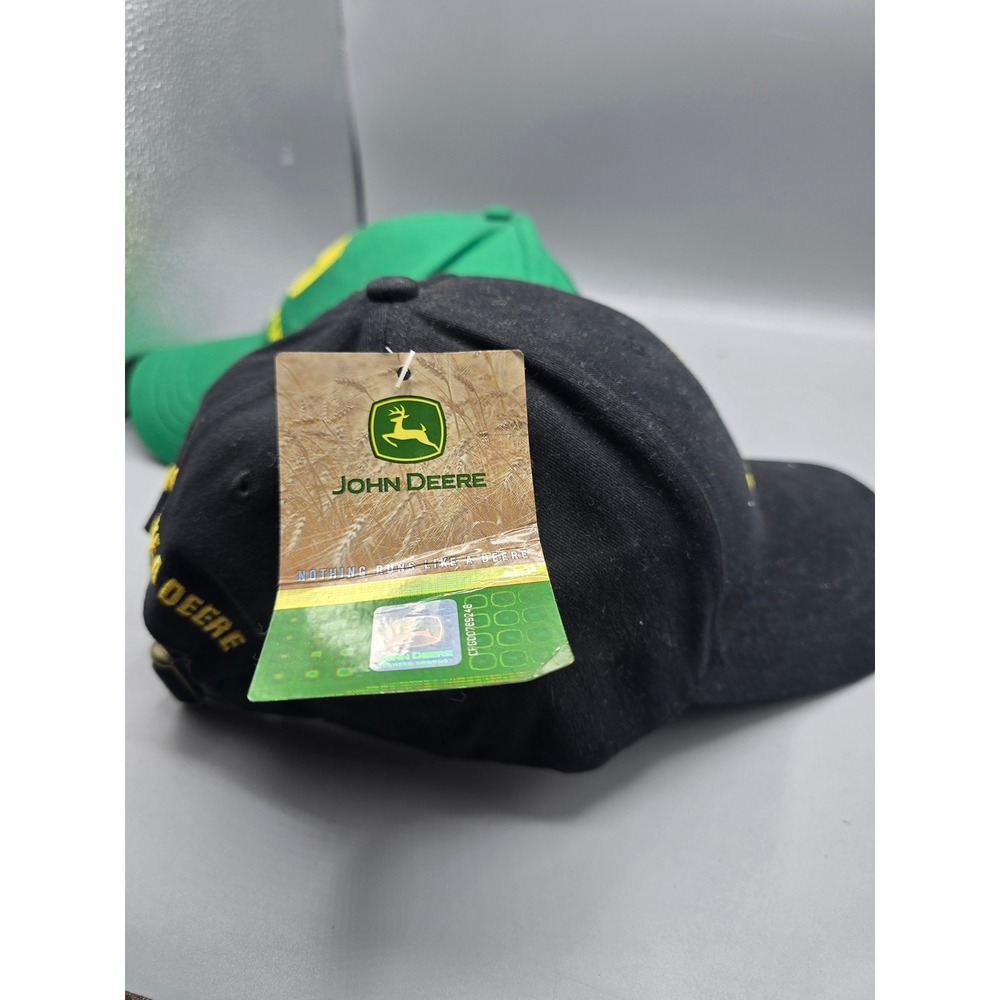 John Deere Baseball Cap Bundle Green and Black Embroidered Logo Hats 2 Pack - Picture 10 of 14